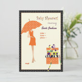 Hip Mama Baby shower/oranje/polka dots Kaart (Staand voorkant)
