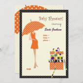 Hip Mama Baby shower/oranje/polka dots Kaart (Voorkant / Achterkant)