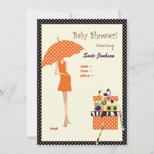 Hip Mama Baby shower/oranje/polka dots Kaart