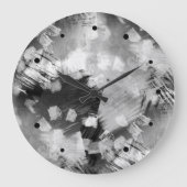 Hip Modern Black Grey White Abstract Geometric Art Grote Klok (Voorkant)