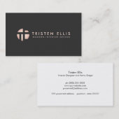 Hip Modern Retro Roos Goud Monogram Designer Zwart Visitekaartje (Voorkant / Achterkant)