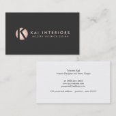 Hip Modern Roos Gold Monogram Designer Black Visitekaartje (Voorkant / Achterkant)