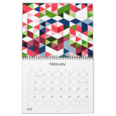 Hip Moderne Colorful Retro Abstracte Fantasy Art Kalender (Feb 2026)