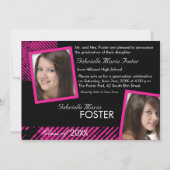 Hip n Stylish - Hot Pink Afstuderen Invitation Kaart (Voorkant)