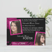 Hip n Stylish - Hot Pink Afstuderen Invitation Kaart (Staand voorkant)