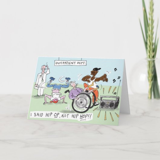 Hip OP wordt snel beter met grappige ziekenhuispat Bedankkaart (Voorkant)