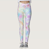 Hip Pastel Pink Violet Blue Green Turquoise Swirls Leggings (Voorkant)