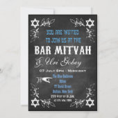 Hip Persoonlijke Bar Mitzvah Chalkboard uitnodigin Kaart (Achterkant)