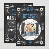 Hip Persoonlijke Bar Mitzvah Chalkboard uitnodigin Kaart (Voorkant / Achterkant)