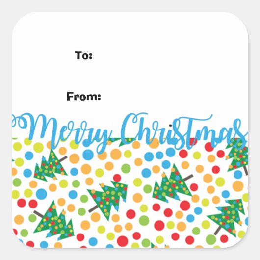 Hip Polka Dot Kerstboom Gift Label Stickers (Voorkant)