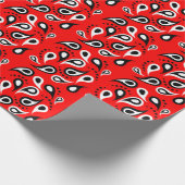Hip Red Bandana Print Black White Paisley en Stipp Cadeaupapier (Hoek)