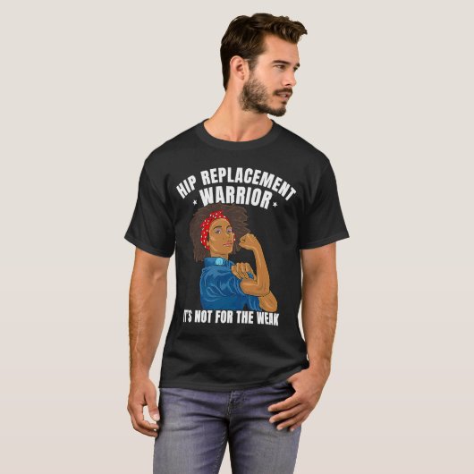 Hip Replacement Warrior African American Women Bla T-shirt (Voorkant volledig)