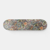 Hip Retro Chic Funky Floral Circles Art Pattern Persoonlijk Skateboard (Horizontaal)