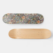 Hip Retro Chic Funky Floral Circles Art Pattern Persoonlijk Skateboard (Horizontaal)