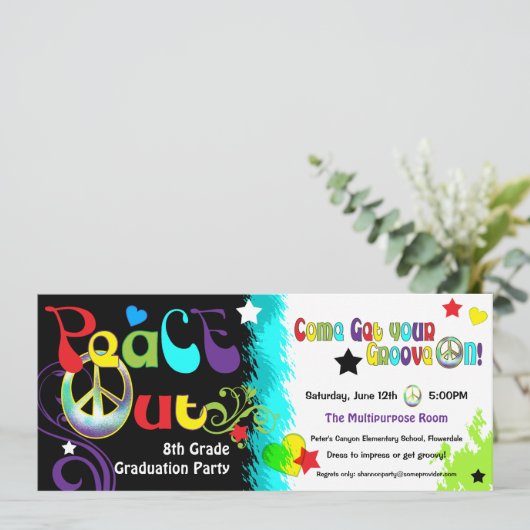 Hip Retro 'N Groovy Party Invitation Kaart (Staand voorkant)