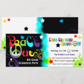 Hip Retro 'N Groovy Party Invitation Kaart (Voorkant / Achterkant)