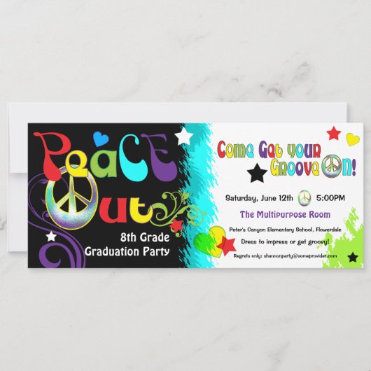 Hip Retro 'N Groovy Party Invitation Kaart (Voorkant)