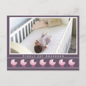 Hip Retro Roze Baby Buggy Baby Meisje Foto Aankondigingskaart (Voorkant)