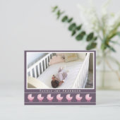 Hip Retro Roze Baby Buggy Baby Meisje Foto Aankondigingskaart (Staand voorkant)