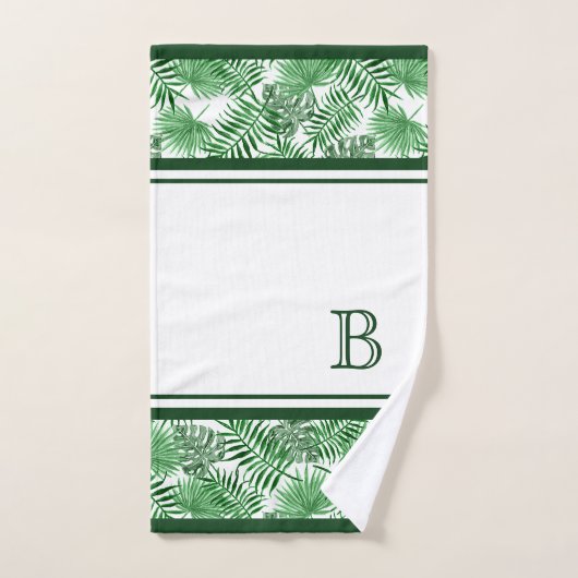 Hip Retro Tropical Green Palm Leafs Pattern Bad Handdoek (Handdoek)