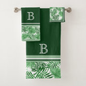 Hip Retro Tropical Green Palm Leafs Pattern Bad Handdoek (Insitu)