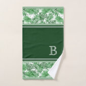 Hip Retro Tropical Green Palm Leafs Pattern Bad Handdoek (Handdoek)