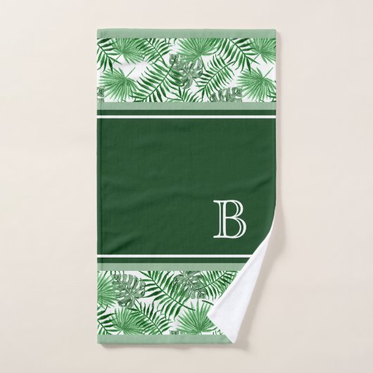 Hip Retro Tropical Green Palm Leafs Pattern Bad Handdoek (Handdoek)