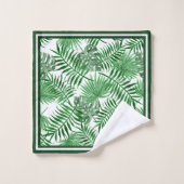Hip Retro Tropical Green Palm Leafs Pattern Bad Handdoek (Wasdoekje)