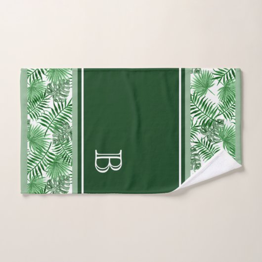 Hip Retro Tropical Green Palm Leafs Pattern Bad Handdoek (Handdoek)