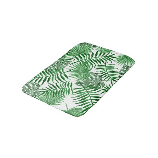Hip Retro Tropical Green Palm Leafs Pattern Badmat (Gekanteld)