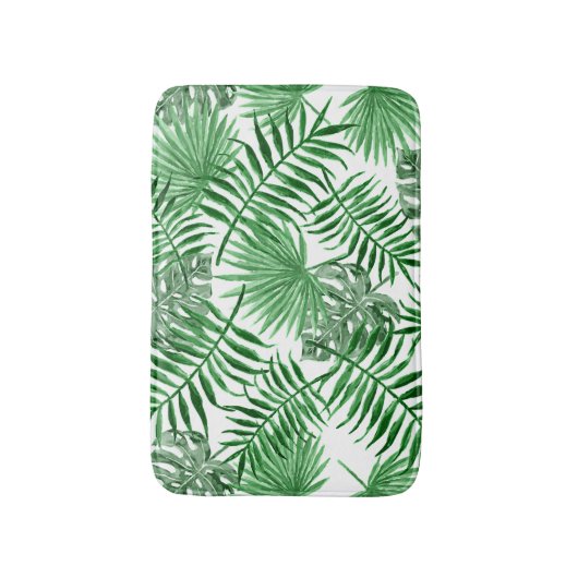 Hip Retro Tropical Green Palm Leafs Pattern Badmat (Voorkant Verticaal)
