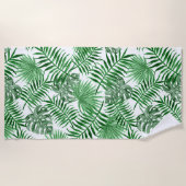 Hip Retro Tropical Green Palm Leafs Pattern Strandlaken (Voorkant)