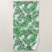 Hip Retro Tropical Green Palm Leafs Pattern Strandlaken (Voorkant)