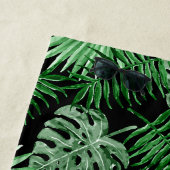 Hip Retro Tropical Green Palm Leafs Pattern Strandlaken (In situ)