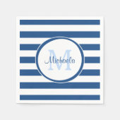 Hip Rich Blue Monogram en horizontale strepen Servetten (Voorkant)