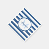 Hip Rich Blue Monogram en horizontale strepen Servetten (Hoek)