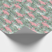 Hip roze flamingoes Cute Palm Leafs Art Pattern Cadeaupapier (Hoek)