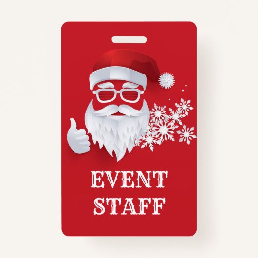 Hip Santa Claus Papercut Kerst Evenement Personeel Badge (Voorkant)