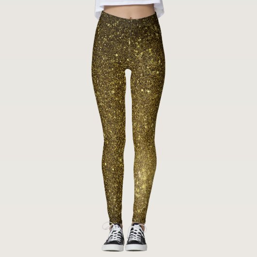 Hip Sexy Butt Golden Black Glitter Leggings Vrouwe (Voorkant)