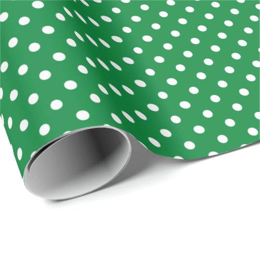 Hip Shamrock Green White Polkadots Pattern Cadeaupapier (Rol Hoek)