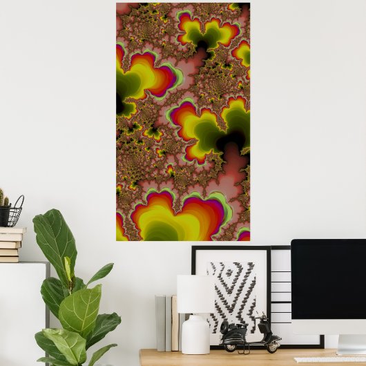 Hip Sixties Groovy Psychedelic Fractal Abstract Poster (Thuiskantoor)