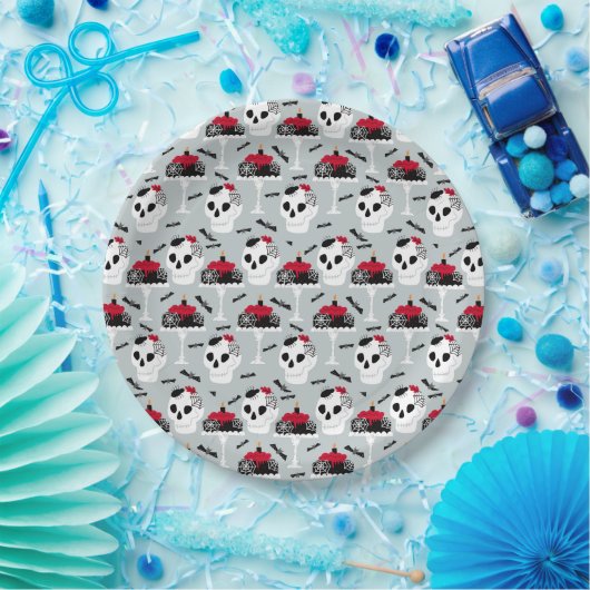 Hip Spooky Crawly spiers Skull Cakes Halloween Papieren Bordje (Feest)