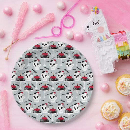 Hip Spooky Crawly spiers Skull Cakes Halloween Papieren Bordje (Feest)