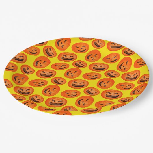 Hip spooky pompoen Halloween partij levert geel Papieren Bordje (Gekanteld)