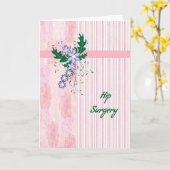 Hip Surgery Kaart met Coral Pink Stripes & Flowers (Gele Bloem)