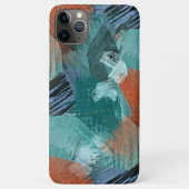 Hip Teal Blauwe Mintgroene Oranje Penseelstreken K Case-Mate iPhone Case (Achterkant)