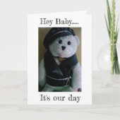 HIP TEDDY ZEGT HEY BABY HET IS ONS DAG-JUBILEUM KAART (Voorkant)