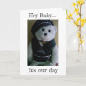 HIP TEDDY ZEGT HEY BABY HET IS ONS DAG-JUBILEUM KAART (Gele Bloem)