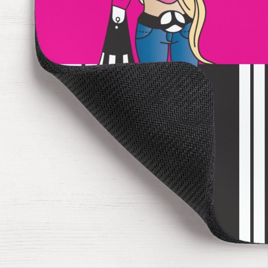 Hip Teen-meisje met zwarte en witte strepen Muismat (Hoek)