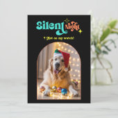 Hip Vakantie Grappig Retro Huisdier Hond Kerstfoto Feestdagenkaart (Staand voorkant)